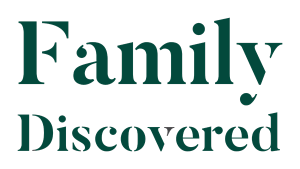 The logo for Family Discovered in Dark Green text